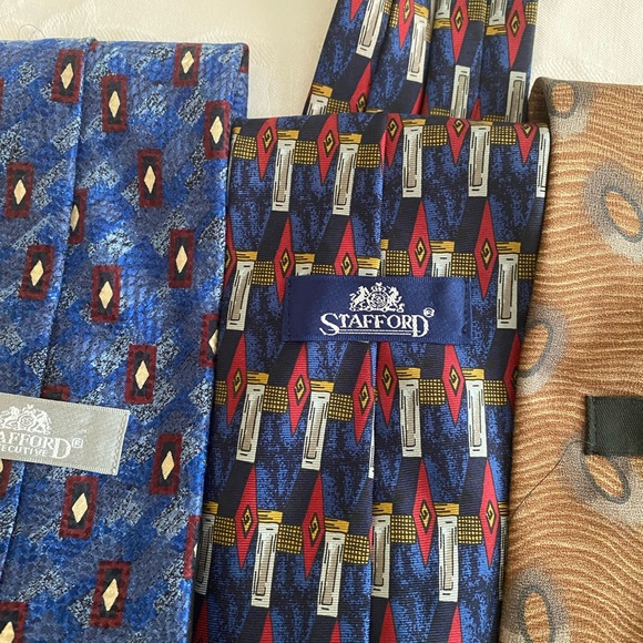 Stylish Men's 3 Silk Tie Set - Blue, Multicolor, Brown #1 - Picture 4 of 9